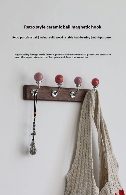 Walnut Solid Wood Hook Entrance Coat Bag Decorative Hook